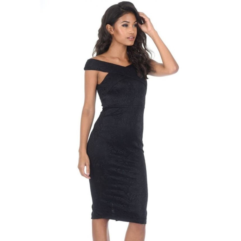 AX Paris Women's Black Lace Bodycon Sleeveless‎ Midi Dress. Size 8